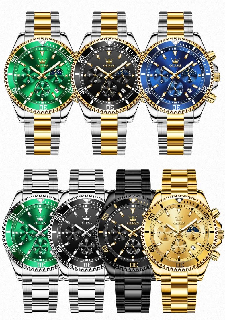 OLEVS Mens Watches Big Face Stainless Steel Waterproof Date Analog Quartz Watches Fashion BusinessWrist Watches for Men… - Image 9
