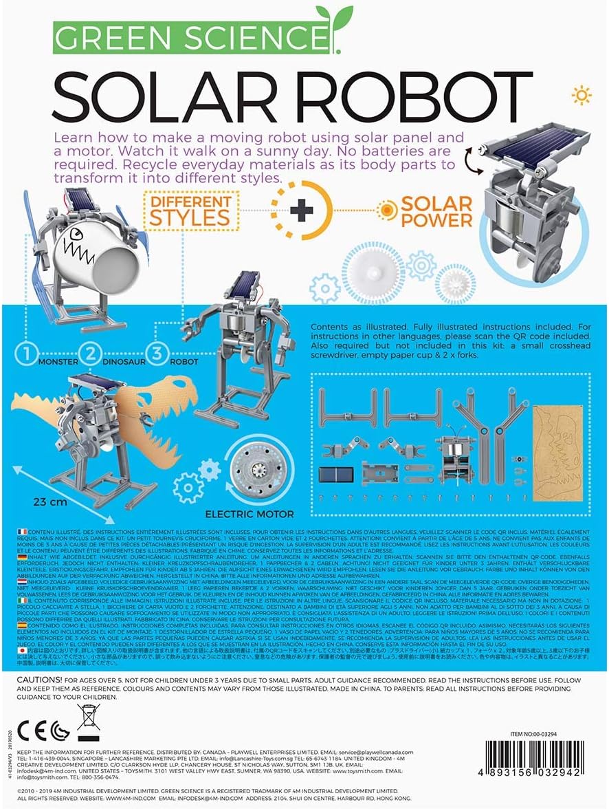 4M Green Science Solar Robot Kit - Green Energy Robotics, Eco-Engineering - STEM Toys Educational Gift for Kids & Teens, Girls & Boys (Packaging May Vary), Multi - Image 7