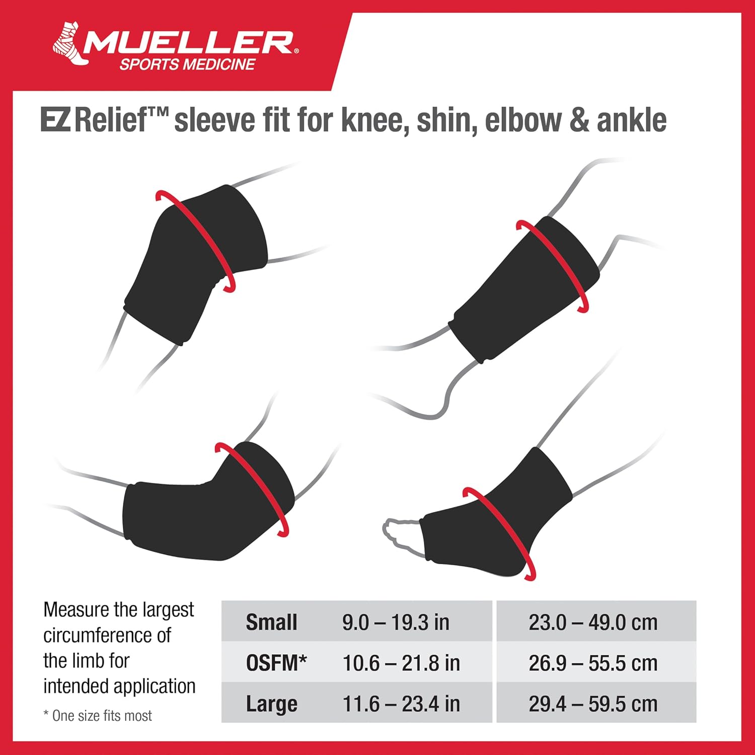 MUELLER Sports Medicine EZ Relief Compression Sleeve, Pain Relief Support for Men and Women, Ideal for Reducing Swelling on Knees, Elbows, Biceps, Wrists, Calves, Feet, Ankles, Fits Right or Left, Black, One Size - Image 4