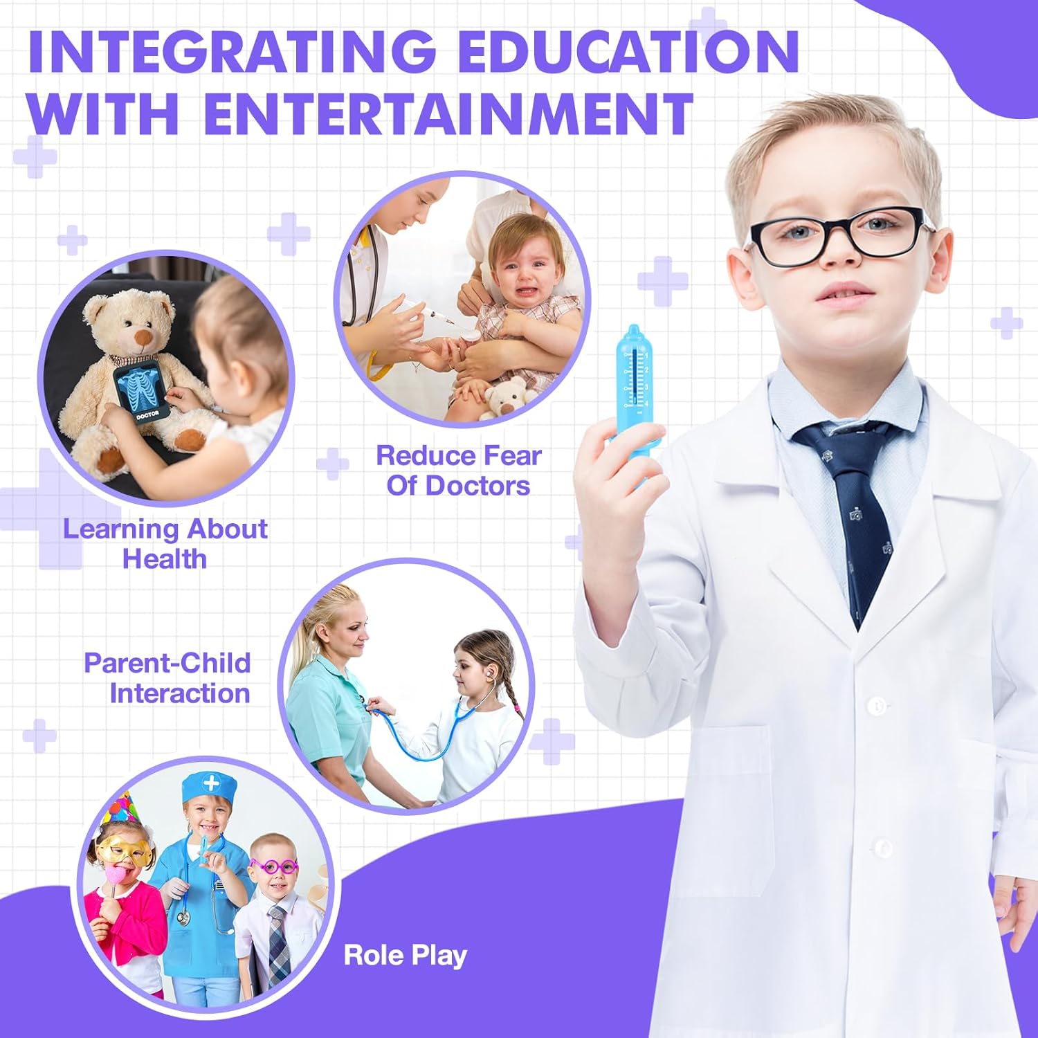 Doctor Kit for Kids,15 Pcs Kids Doctor Kit for Toddlers 3-5, Kids Doctors Play Set with Real Stethoscope, Medical Bag, Pretend Play Toys for Boys Girls Halloween Christmas Birthday Gifts - Image 5
