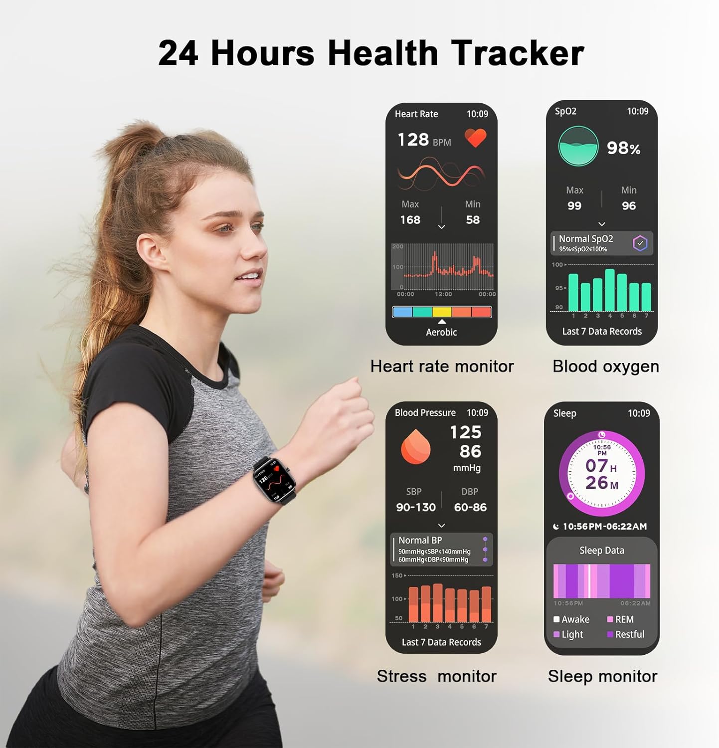 Smart Watch Full Touch Smart Watches for Android iOS Phones Compatible (Answer/Make Call) Smart Fitness Tracker Watch for Women Man Waterproof Smartwatch with Sleep/Heart Rate/sports/Step (Black) - Image 6