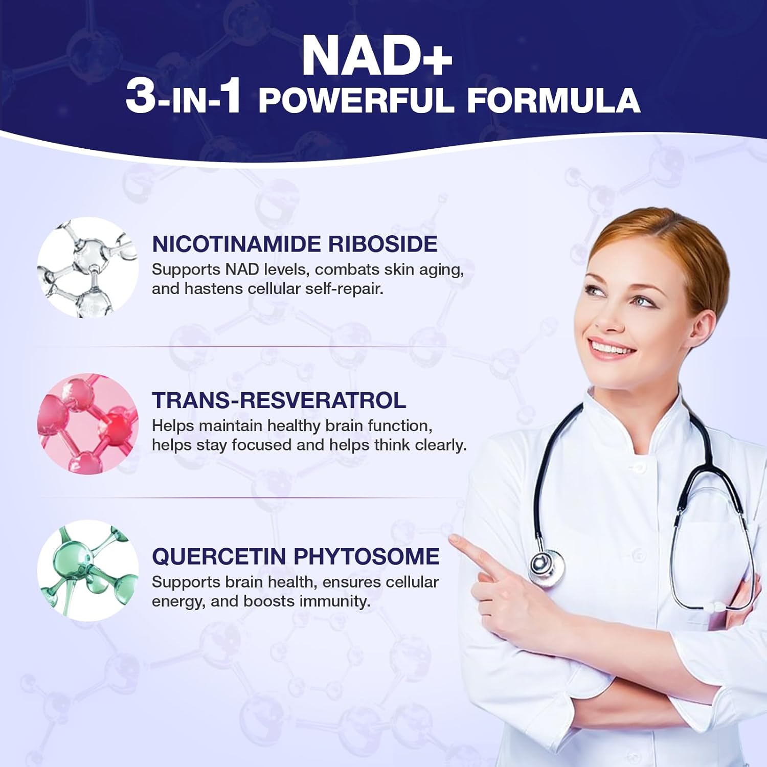 NAD+ Supplement - Nicotinamide Riboside, Resveratrol, Liposomal NAD Plus 900mg for Men and Women, NR Supplement - Image 7