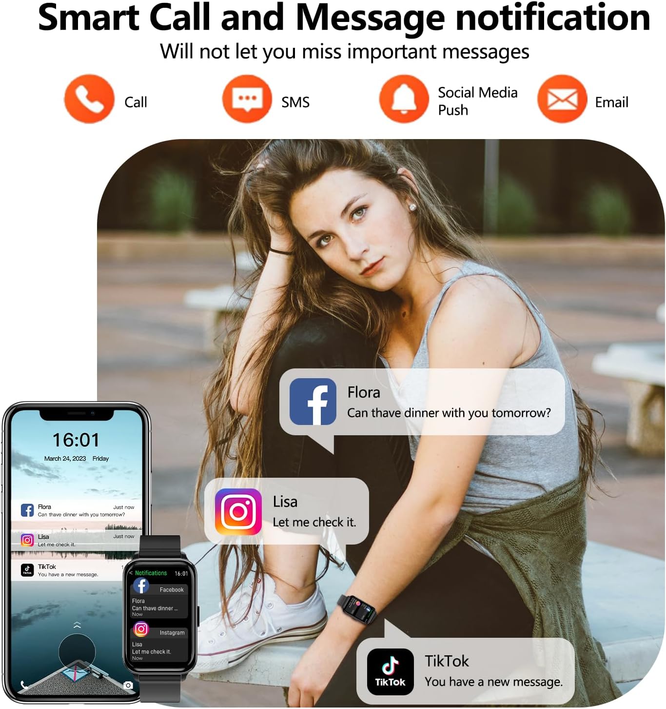 Smart Watch Health Fitness Tracker with 24/7 Heart Rate, Blood Oxygen Sleep Monitor, 115 Sports Modes, Step Calorie Counter Pedometer IP68 Waterproof for Android and iPhone Women Men - Image 4