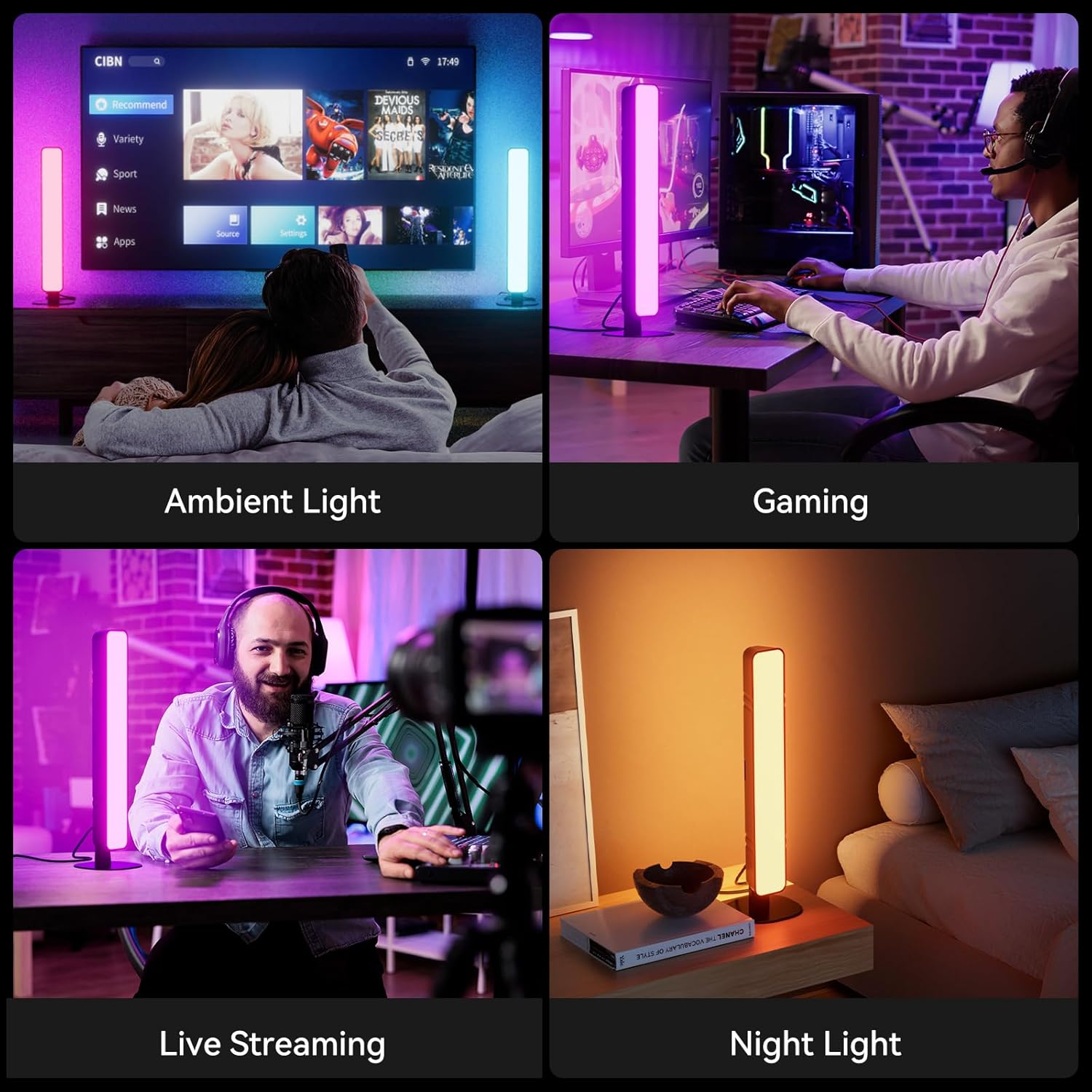 LED Light Bar, Music Sync RGB Light Bar, USB Ambient Lamp, Color Changing Gaming TV Backlight with Remote Control, 15 Dynamic Modes for Room Gaming Decoration - Image 7