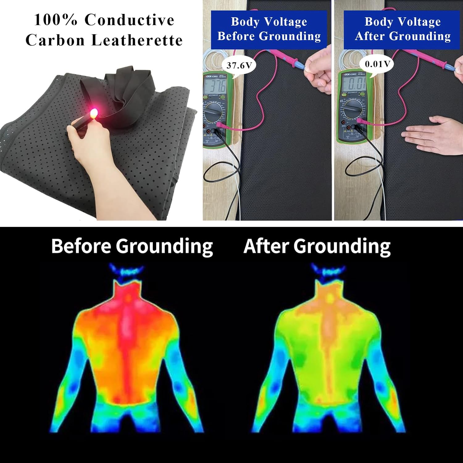 Grounding Mat for Bed, Grounding Mattress Cover for Improving Sleep, Sleep Pad, Earth Mat Carbon Leatherette Therapy (54" x 78") - Image 7
