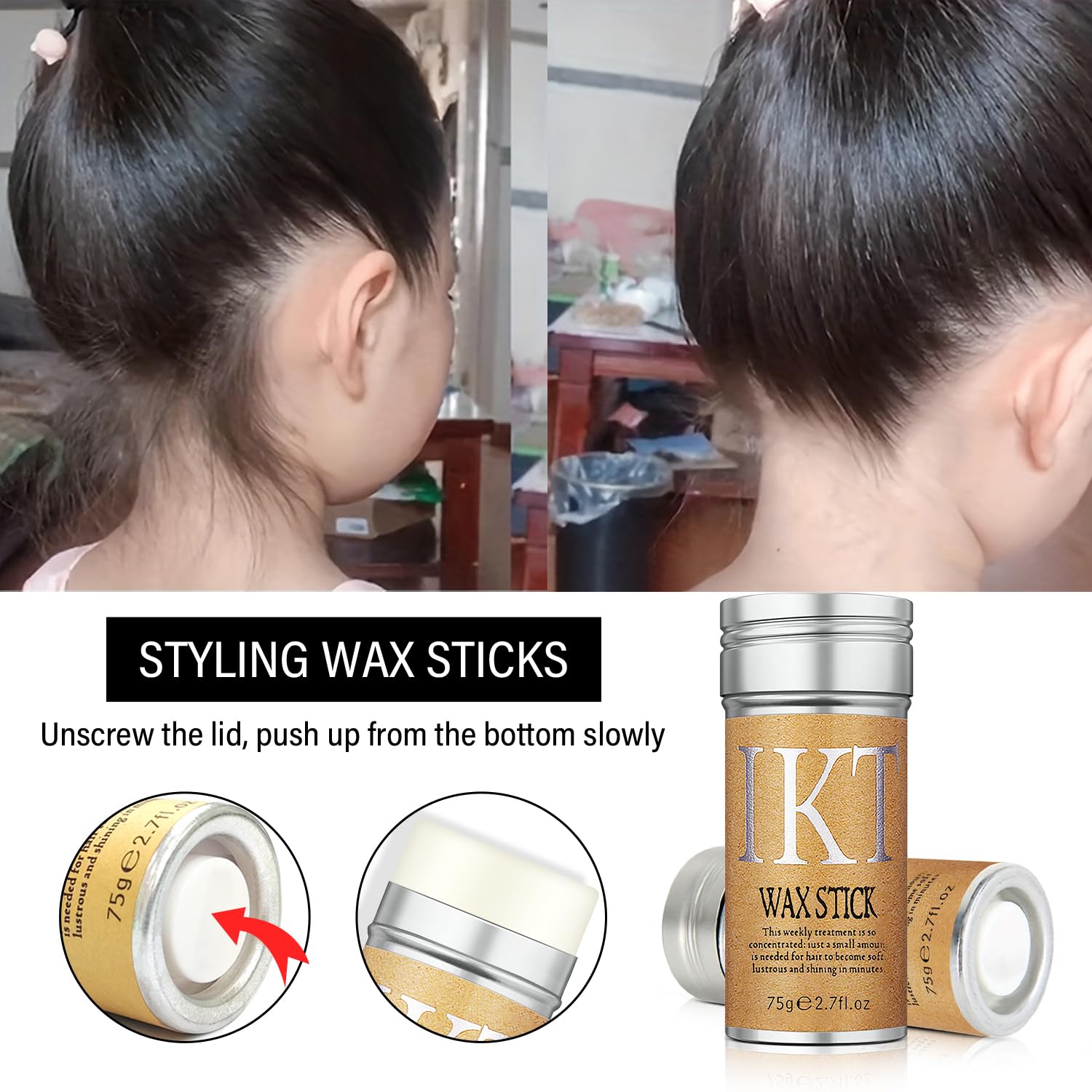 Pink Edge Brush 4 Pcs, Hair Wax Stick for Flyaway, Slick Back Hair Brush for Smooth, Teasing Brush for Add Volume, Rat Tail Combs for Parting - Image 4