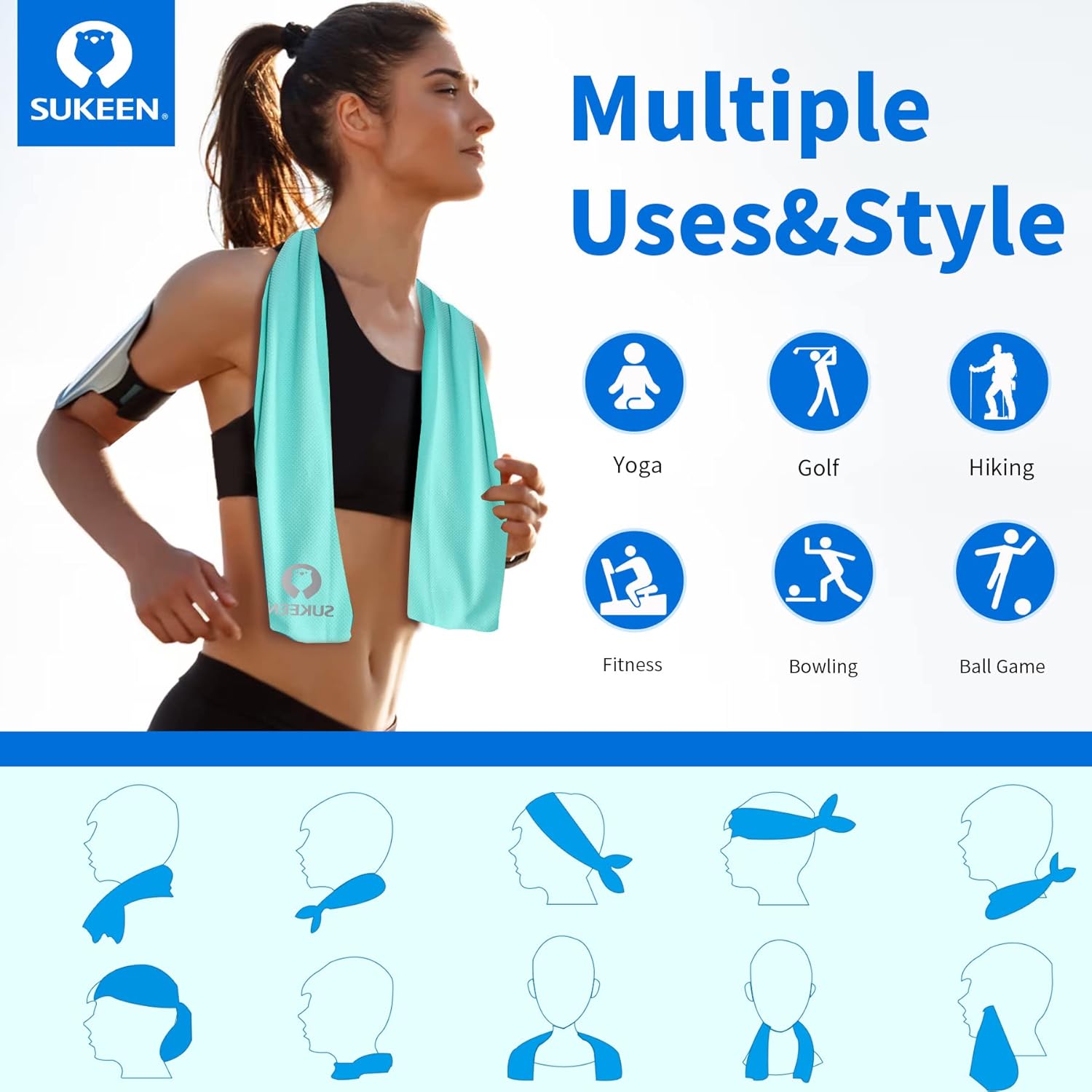 Sukeen [4 Pack Cooling Towel (40"x12"),Ice Towel,Soft Breathable Chilly Towel,Microfiber Towel for Yoga,Sport,Running,Gym,Workout,Camping,Fitness,Workout & More Activities - Image 5