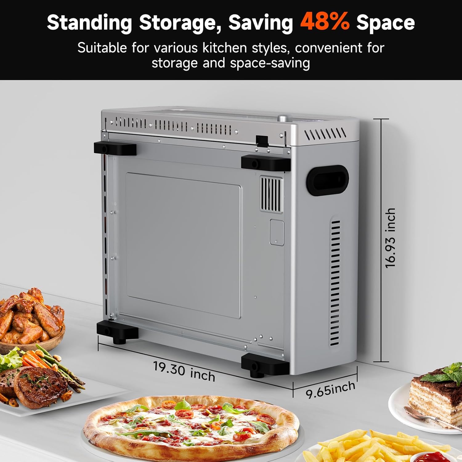 Air Fryer Toaster Oven Combo, 15-IN-1 Digital Stainless Steel Airfryer,18L Pizza Oven for 12' pizza / 9 slices, Flip Away Oven, 7 Accessories, 800°F, 3 Layer Glass Anti-scalding,1800W - Image 5