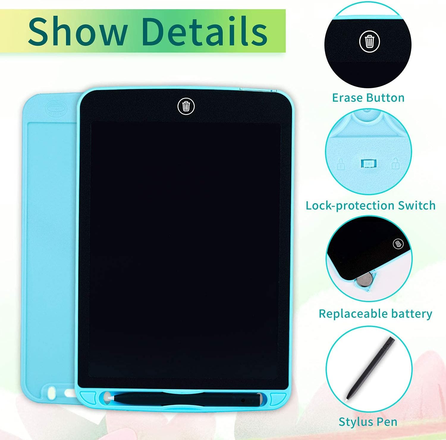 LCD Writing Tablet for Kids 10 Inch, Colorful Doodle Board Drawing Tablet with Lock Function, Erasable Reusable Writing Pad, Educational Christmas Boys Toys for 3 4 5 6 Year Old Boys - Image 4