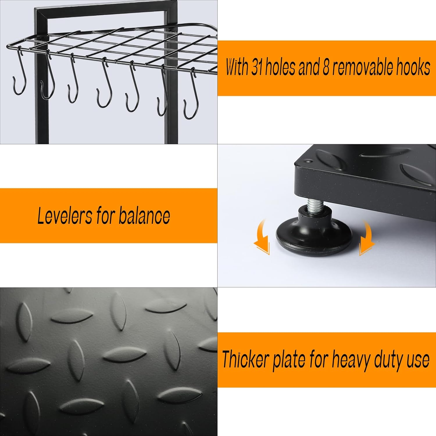 Garden Tool Organizer,Yard Tool Rack Heavy Duty,Free Standing for Garage Corner,Garage Organization,Garage Organizers and Storage,Garden Tool Holder for Lawn,Shed,Outdoor,Metal - Image 4