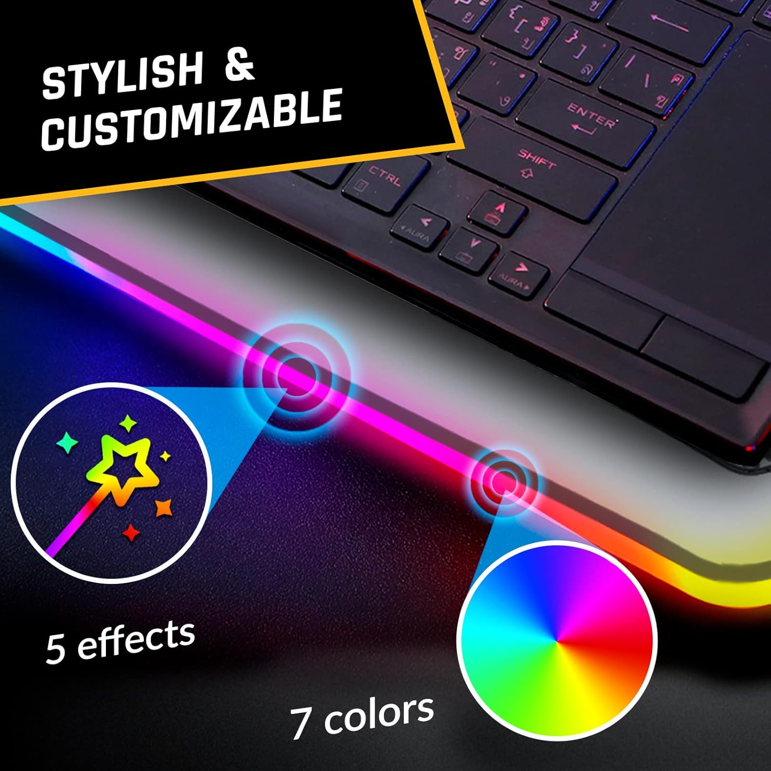 KLIM Ultimate + RGB Laptop Cooling Pad with LED Rim + New 2024 + Gaming Laptop Cooler + USB Powered Fan + Very Stable and Silent Laptop Stand + Compatible up to 17" + PC Mac PS5 PS4 Xbox One - White - Image 7