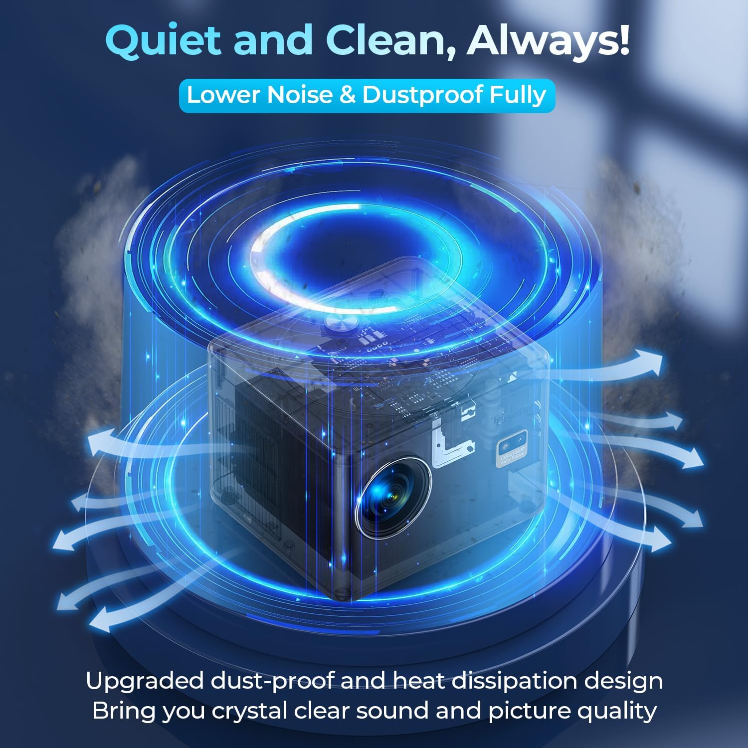Projector 4K,【Auto Focus/Keystone】Projector with WiFi and Bluetooth, Native 1080P 800ANSI Outdoor Movie Projector, Auto 6D Keystone & 50% Zoom, Mini Projector for Bedroom/Home Theater with USB, HDMI - Image 7