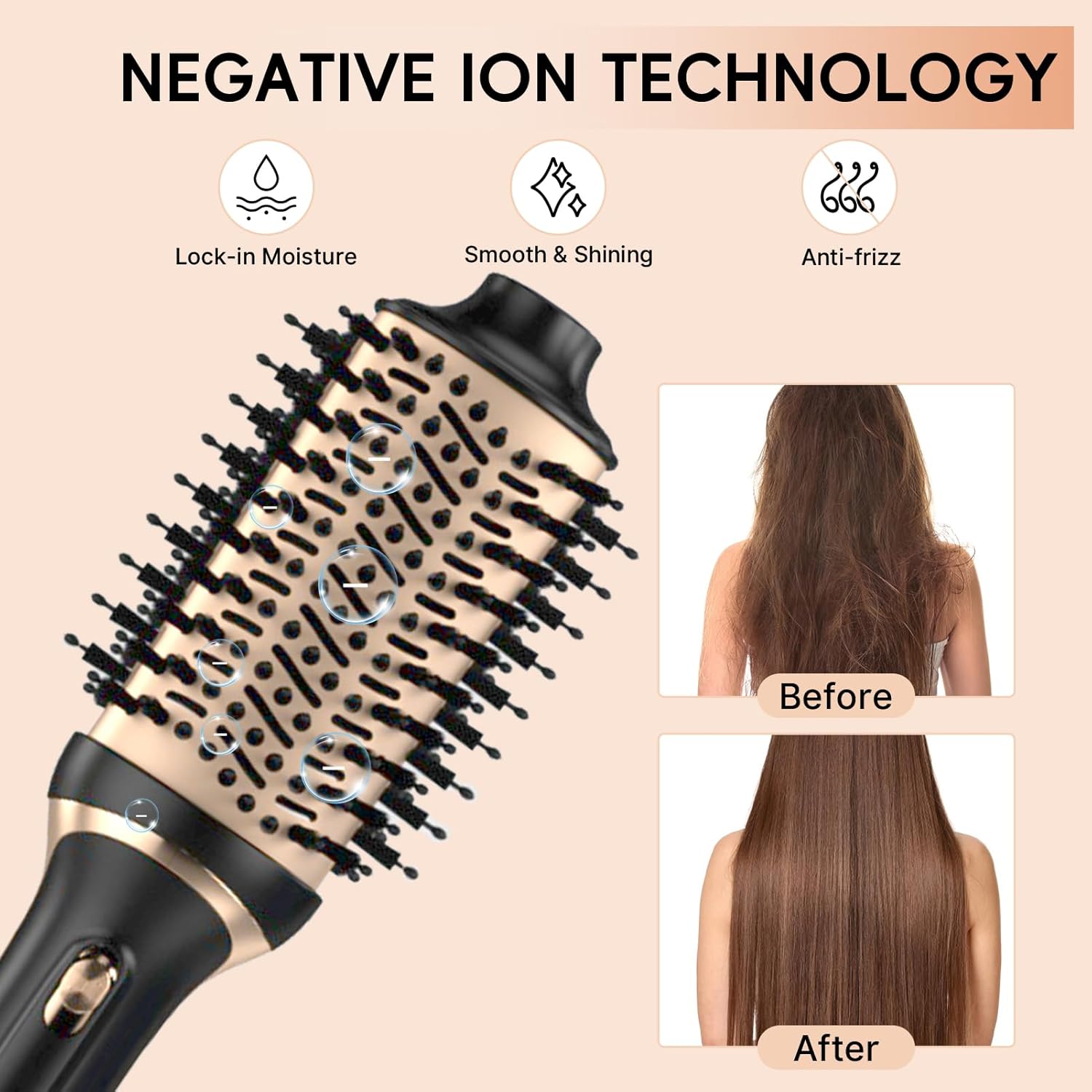 Hair Dryer Brush, Multifunctional Hot Air Brush with Adjustable Heat Settings for Different Hair Types, Negative Ion Technology & Quick Drying - Image 8
