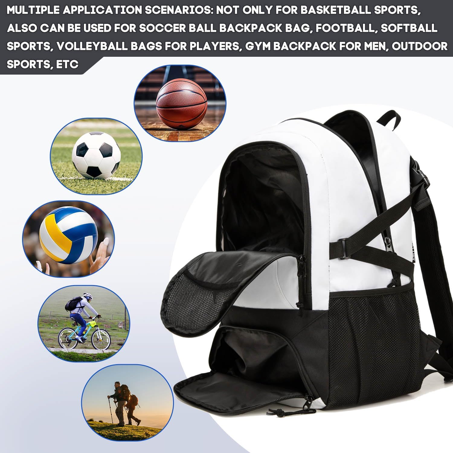 Basketball Bag Backpack, Large Capacity Sports Equipment Bags for Basketball, Soccer, and Volleyball. - Image 6
