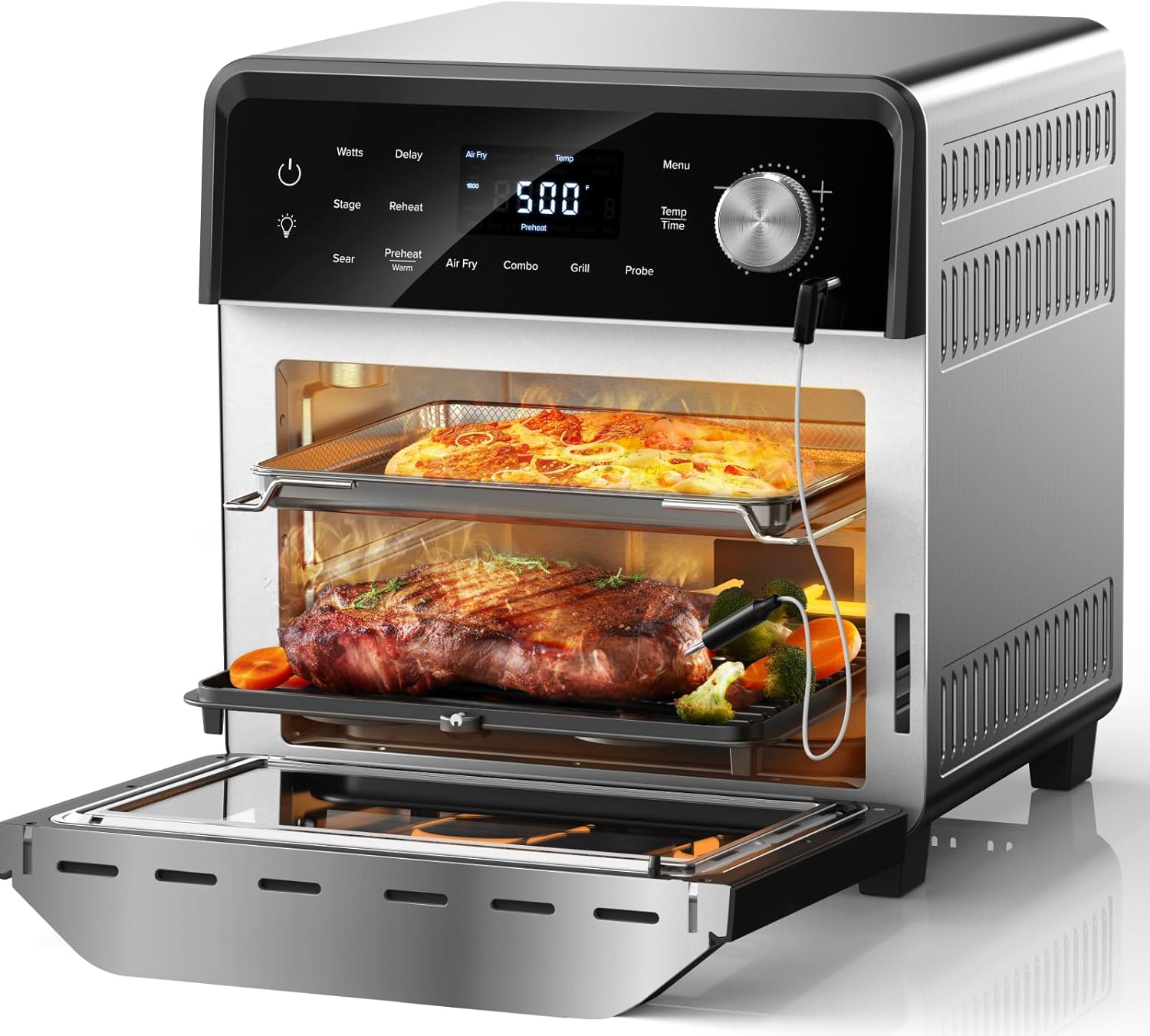Nuwave TODD ENGLISH Air Fryer Grill Oven Combo, TRUE Char & Flavor, 100 in 1 Super Convection Toaster Oven Countertop, Excellent Thermal Insulation, POWERPORT™ Plug-In Grill, 550°F, Stainless Steel - Image 2