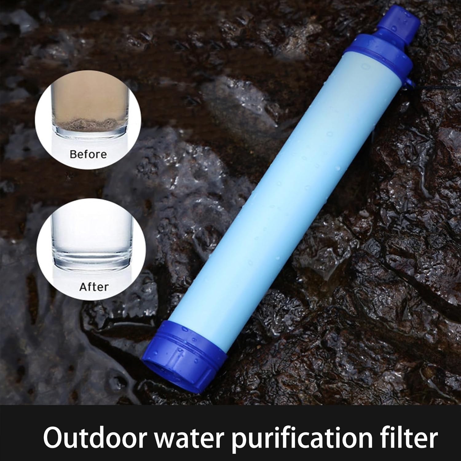 Personal Water Filter Straw Mini Water Purifier, Straw Water Filter, Emergency Preparedness, Portable Emergency Survival Gear, Personal Water Filter for Hiking, Camping, Travel (Blue) - Image 6
