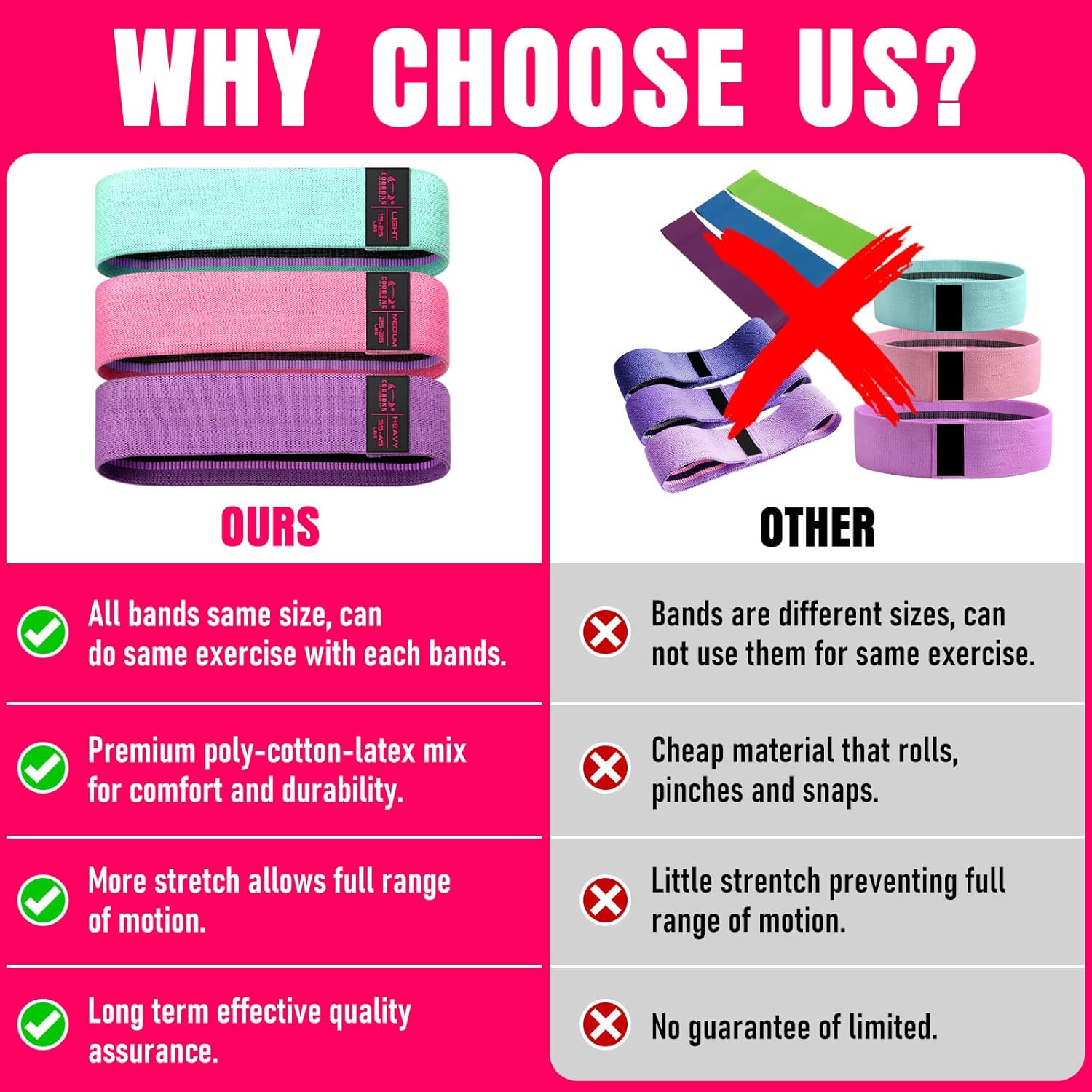 Fabric Resistance Bands for Working Out - Exercise Bands for Women and Men, Booty Bands for Legs and Butt, Yoga, Pilates, Rehab, Fitness and Home Workout - Image 8