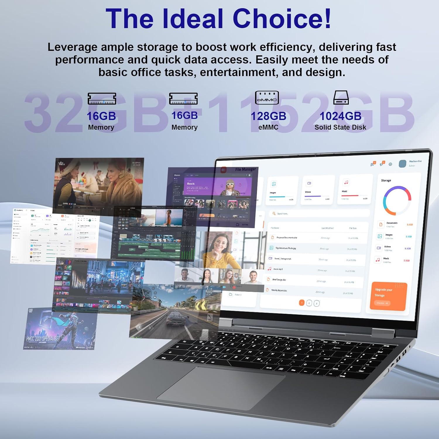 jumper 2 in 1 Laptop, 16 inch Convertible Laptop Computer with IPS FHD 360 Degree Touchscreen, 1152GB Storage, 32GB RAM, Fingerprint Reader, Backlit Keyboard, Celeron N5095, 53.2WH - Image 3