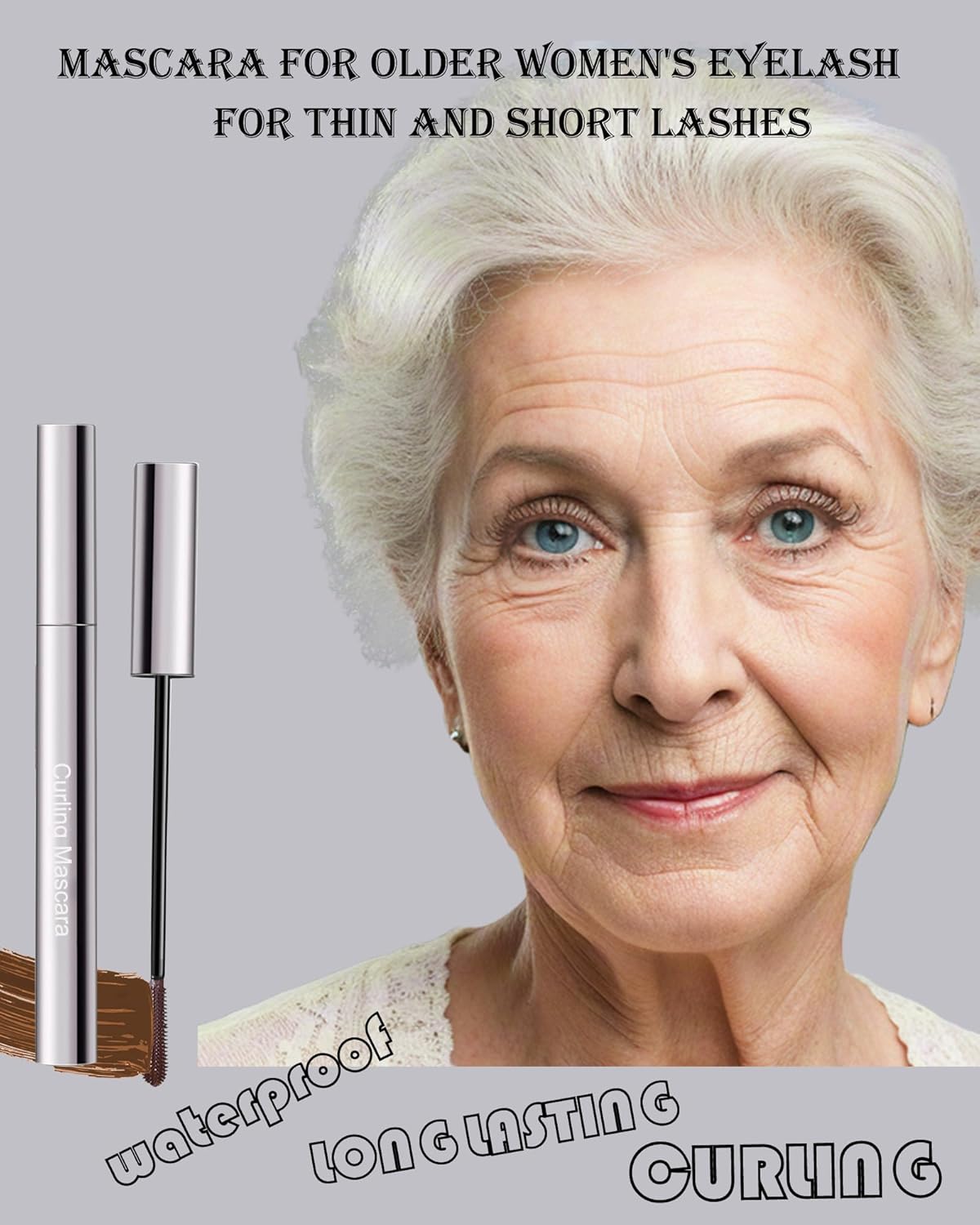 Brown Mascara for Older Women 60 Plus,Waterproof Prime Mascara Volume and Length for Mature Women with Thinning Lashes,No Clumps,Long Lasting Hypoallergenic Mascaras For Sensitive Makeup - Image 3