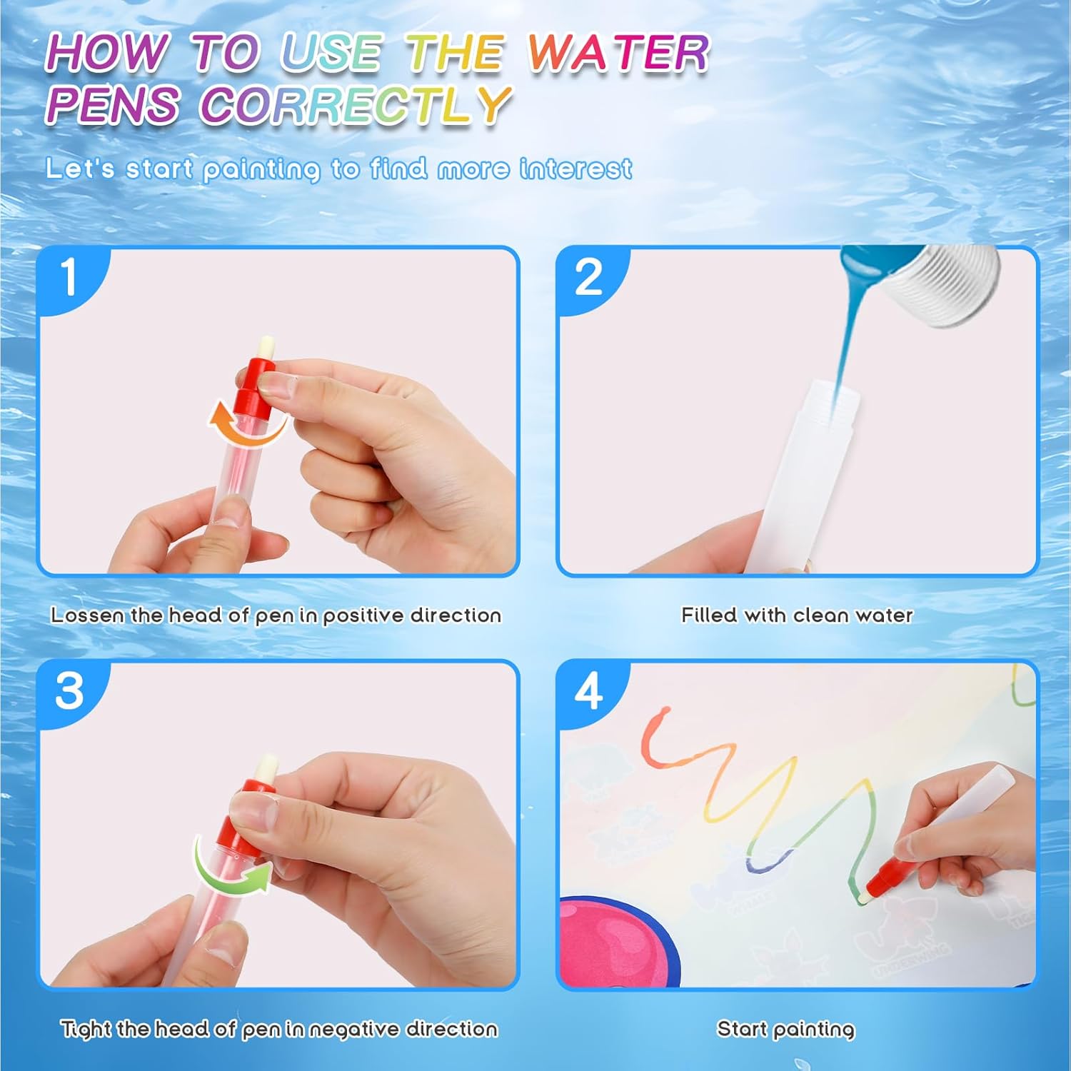 Aqua Doodle Pad Neon,Water Doodle Mat with Bag, Water Drawing for Travel, Magic Coloring Painting Writing Mat for Toddlers & Kids 3 4 5 6 7 - Image 4