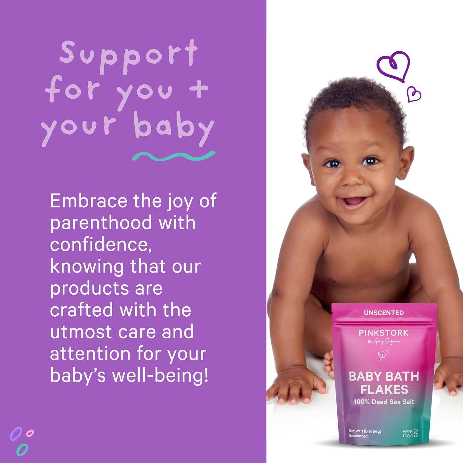 Pink Stork Baby Bath Flakes, Calming Fragrance Free Magnesium Bath Salts for Infants and Toddlers to Help Soothe Diaper Rash, Irritation, and Support Restful Sleep Without Melatonin - 16 oz - Image 7