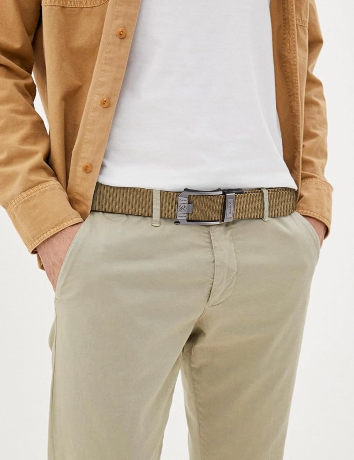 JUKMO Reversible Ratchet Belt, Nylon Web Tactical Work Belt with Automatic Slide Buckle - Image 6