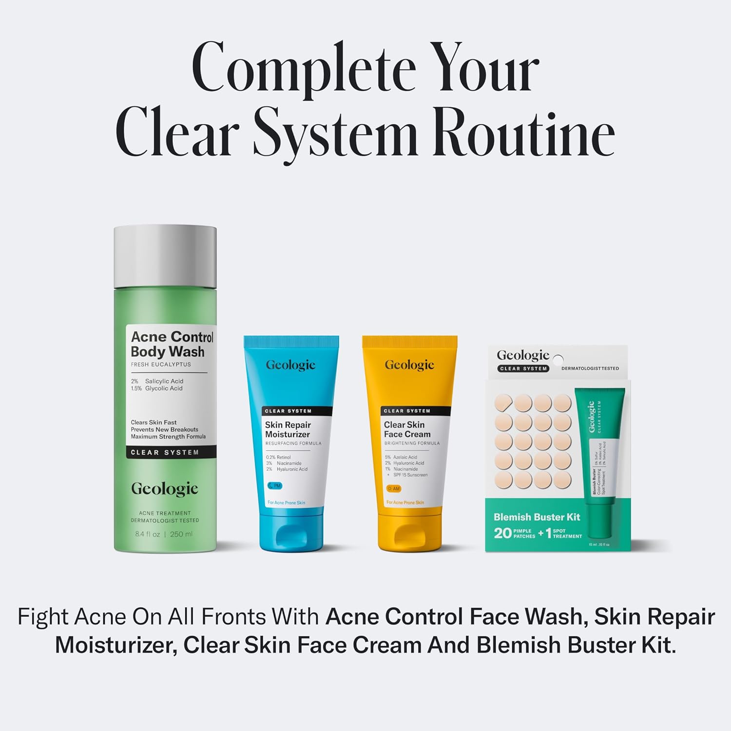 Geologie Clear Skin Face Cream | Clear System Daily Moisturizer with SPF15 for Acne-Prone Skin | Azelaic Acid, Niacinamide & Hyaluronic Acid | Lightweight & Oil Free | 60 ML - Image 10