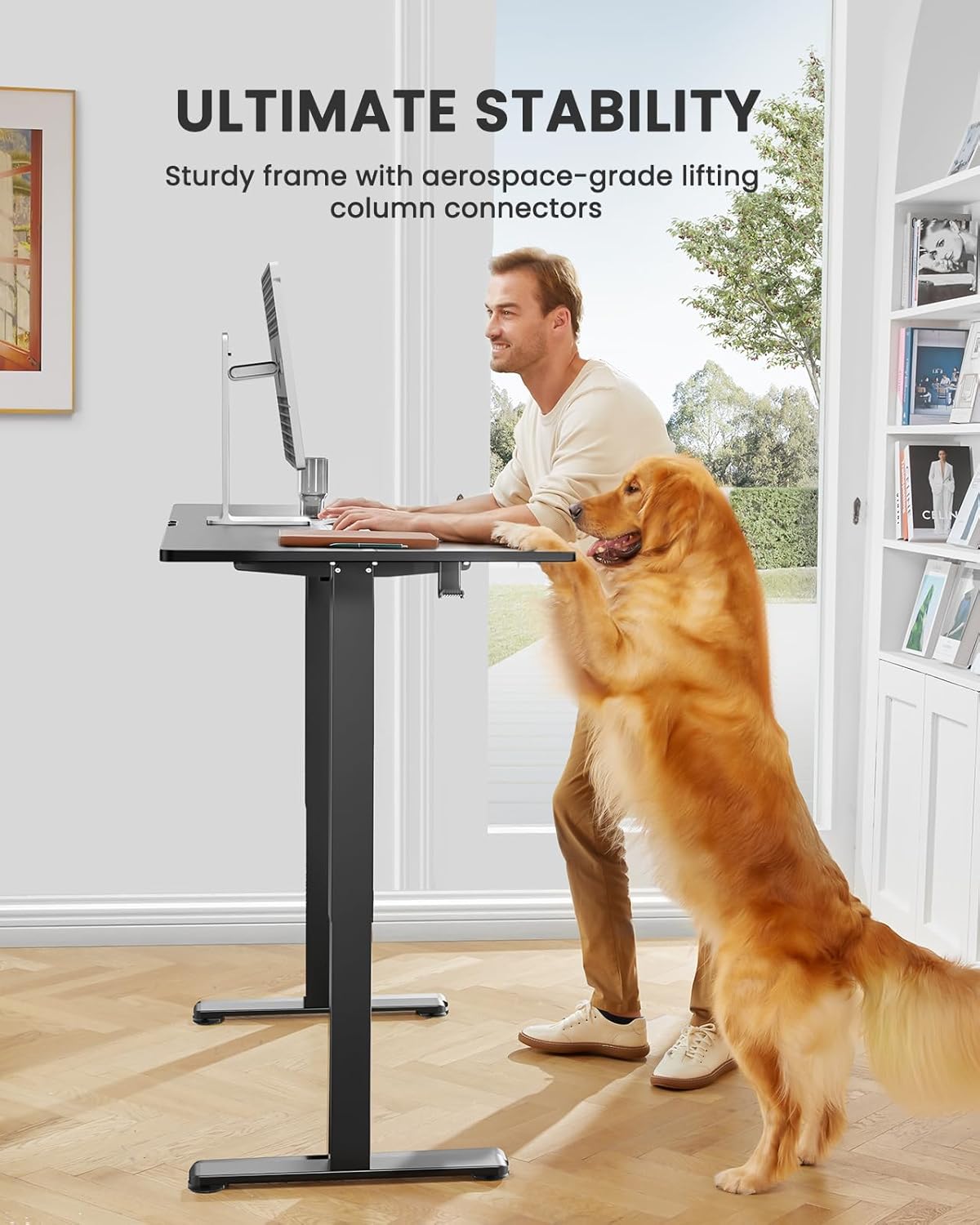 ErGear Height Adjustable Electric Standing Desk, 48 x 24 Inches Sit Stand up Desk, Memory Computer Home Office Desk (Black) - Image 5