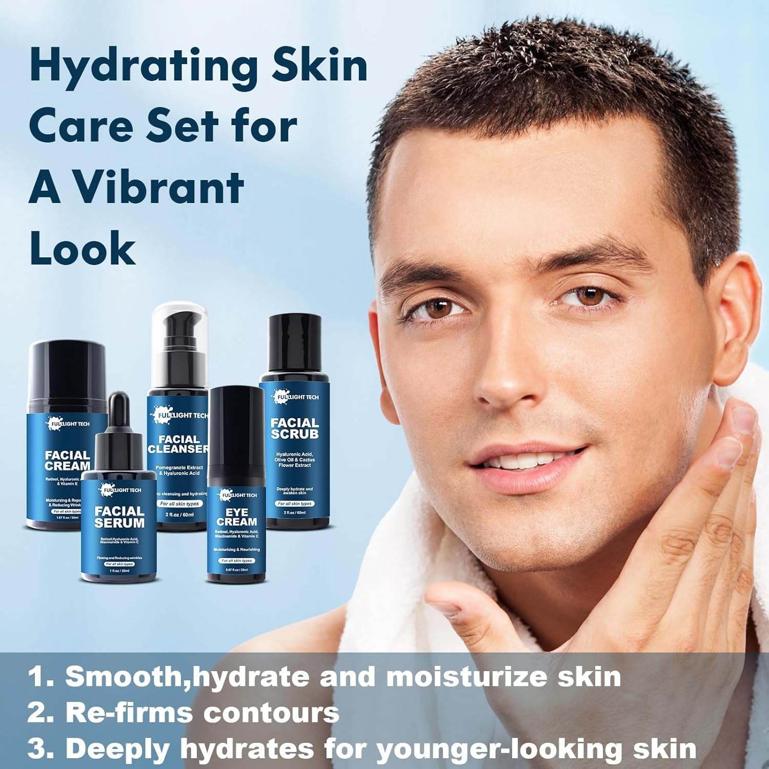 Skin Care for Men,Mens Anti-aging Skin Care Kit for Tigten,Firm & Hydrate Skin Facial Care Kit W/Retinol,Hyaluronic Acid,Men Christmas Brithday Fathers Valentines Gifts for Him Boyfriend Dad Husband - Image 6