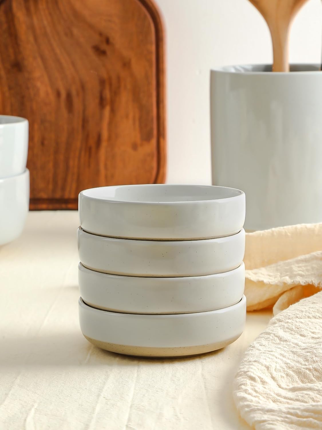 Famiware Saturn Plates and Bowls Set of 12 and Milkyway 4oz Dipping Bowls Set of 6, 18 Pieces Dinnerware Sets, Light Gray - Image 6
