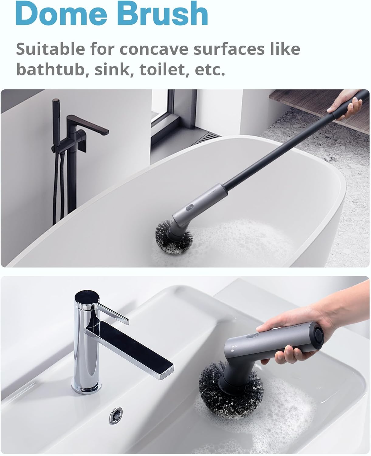Hoto 1 Pcs Replacement Brush Heads for Electric Spin Scrubber, Power Cleaning Brush Cordless Dome Brush, Suitable for HOTO Electric Scrubber Only, Brush Accessories for Bathroom Shower Kitchen Floor - Image 3