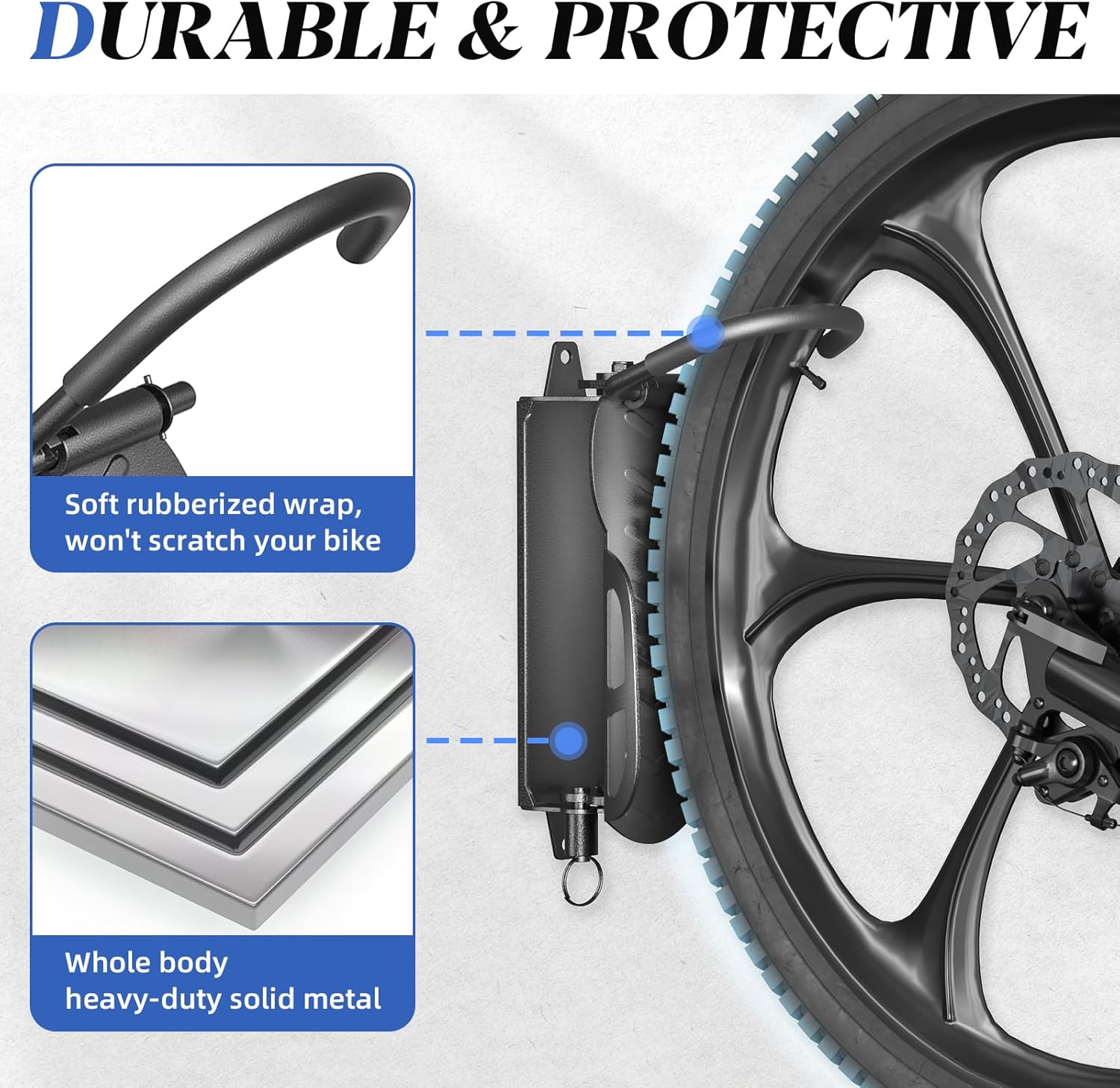 Goovilla Swivel Bike Wall Mount 4 Pack, Space Saving Bike Hangers for Garage with Screw and Easy Installation, Metal Vertical Bike Rack Wall Mount Holds up to 66.2lbs with No-scratch Protection, Black - Image 4