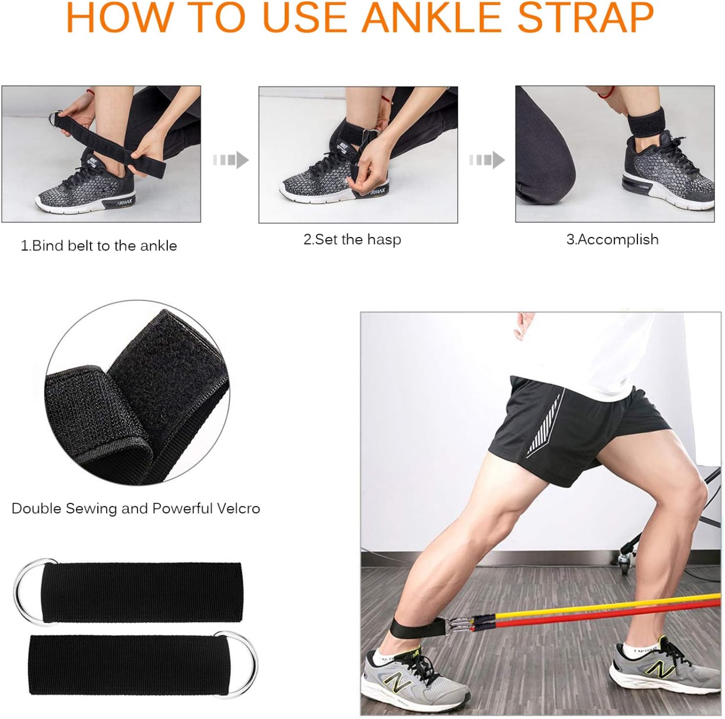 Resistance Bands Set, Workout Bands with Handles, Door Anchor, Ankle Straps and Carry Bag, Exercise Bands for Shape Body and Home Workouts - Image 5