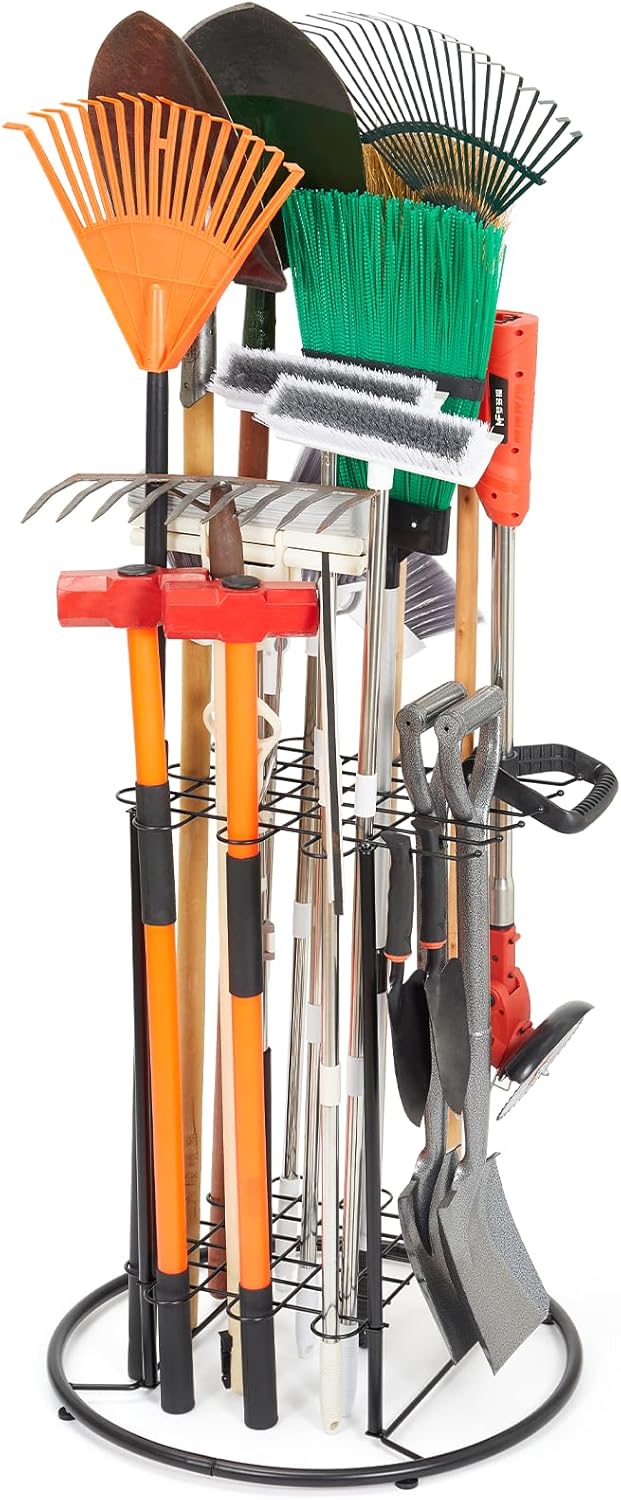 Black Corner Tool Storage Rack - Organizes up to 40 Long-Handled Tools for Garage, Garden, Shed Storage Organization - Image 2