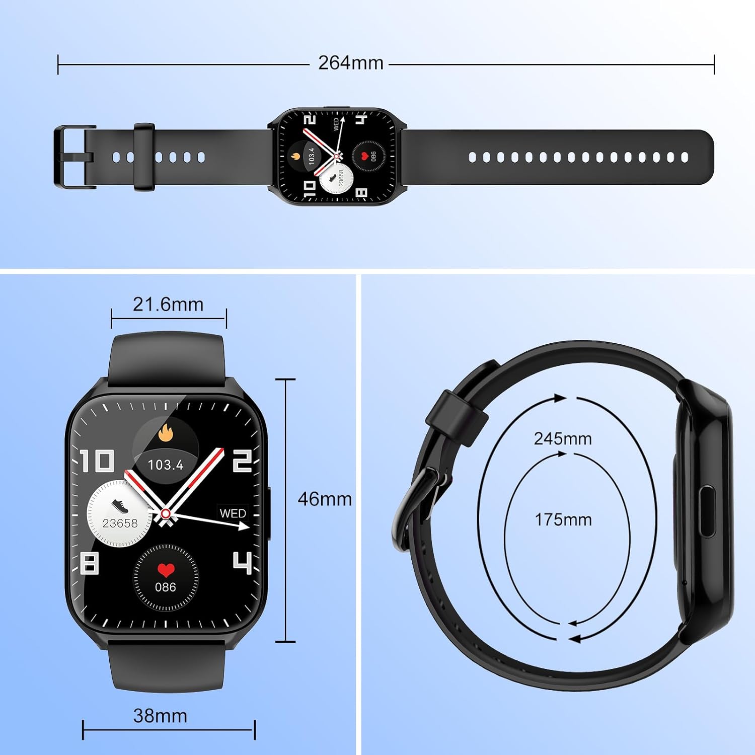Smart Watch for Men Women(Answer/Make Calls), 1.85" HD Touch Screen Fitness Watch with Sleep Heart Rate Monitor, 112 Sports Modes, IP68 Waterproof Activity Trackers Compatible with Android iOS, Black - Image 9