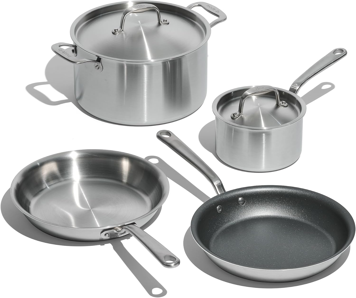 Made In Cookware - 6 Pc Stainless Steel Cookware Set - 5 ply Clad - Includes Frying Pans, Saucepan, and Stock Pot - Professional Grade - Crafted in Italy - Induction Compatible - Image 3