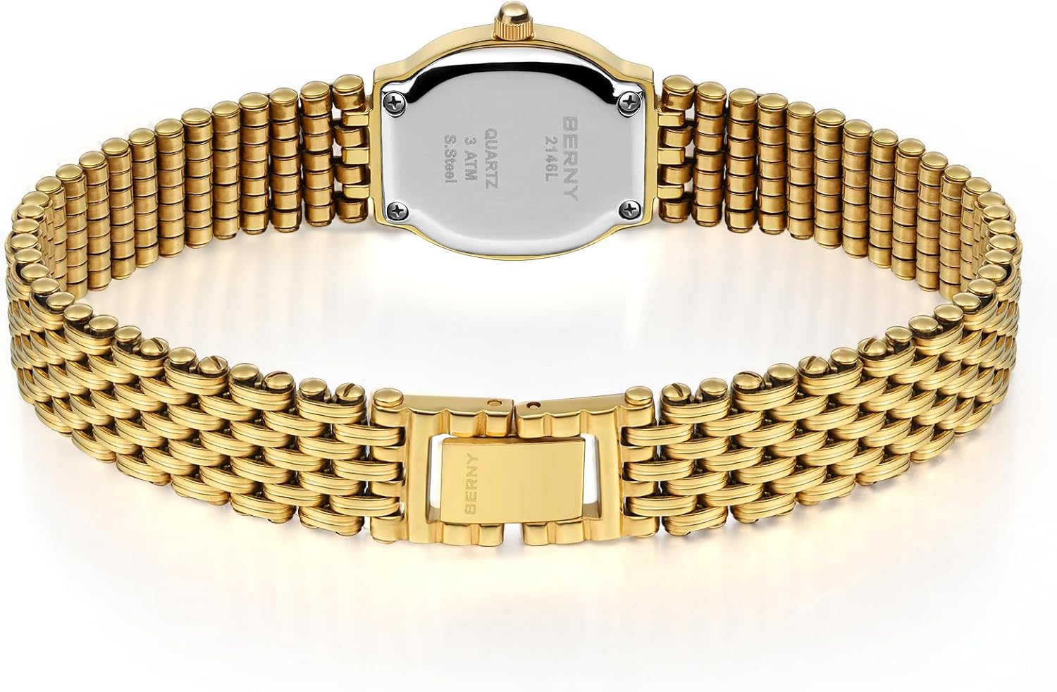 BERNY Gold Watches for Women Vintage Bracelet Wrist Watch Luxury Small Ladies Oval Quartz Watch with Tools Included - Image 4
