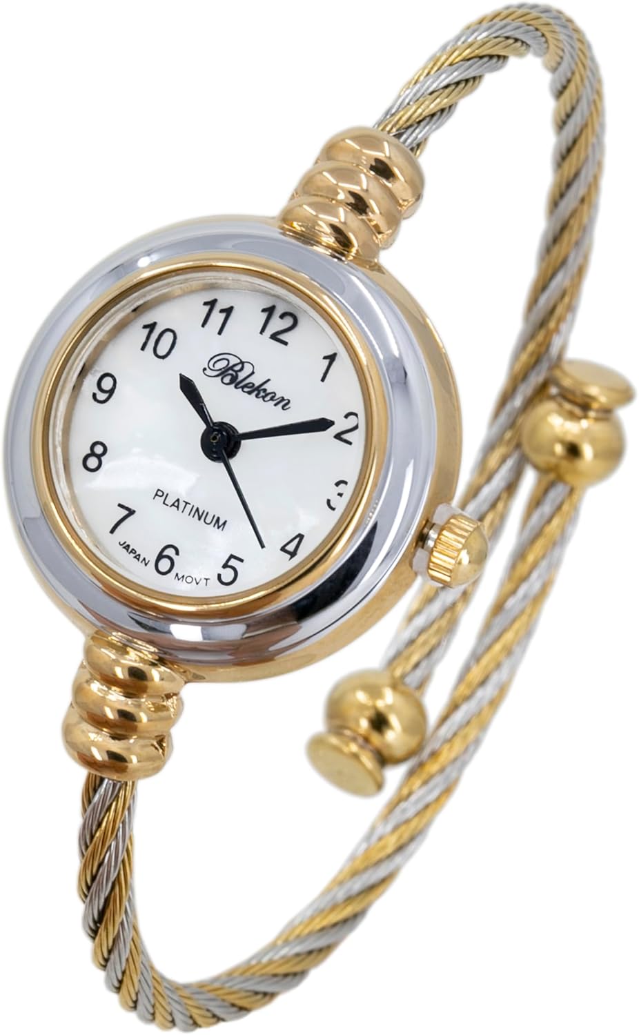 2Tone Gold Silver Cable Band Ladies Bangle Cuff Watch - Image 5