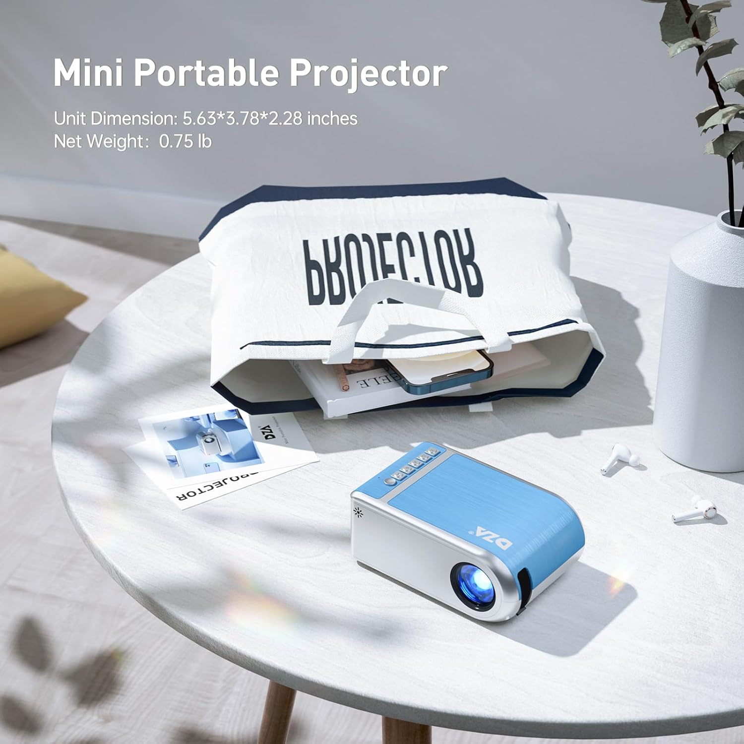 Mini Projector for iPhone, DZA Outdoor Movie Projector Supports 1080P with Synchronize Smartphone Screen, Portable Projector for Home Theater Compatible with iOS/Android/PC/TV Stick, and HDMI/USB - Image 6