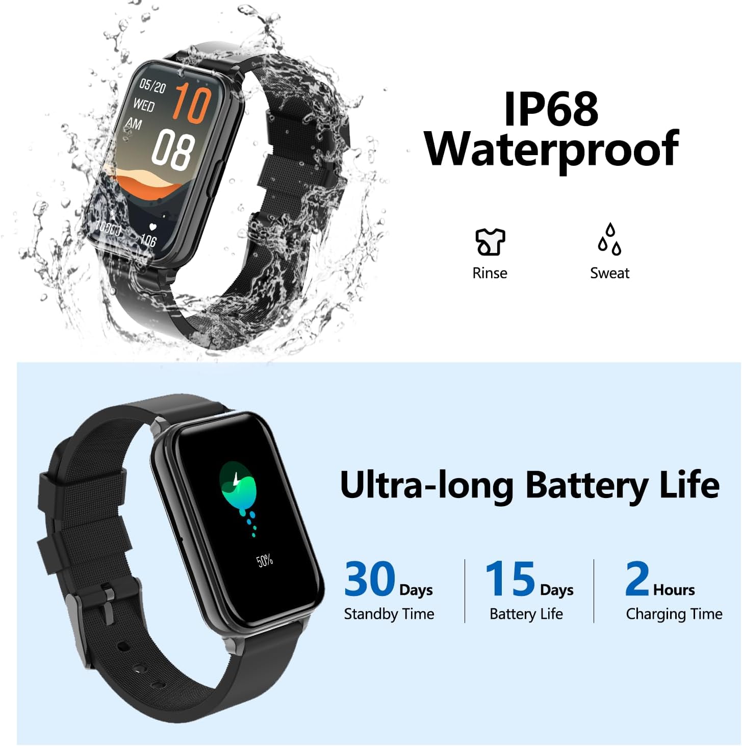 Smart Watch Health Fitness Tracker with 24/7 Heart Rate, Blood Oxygen Sleep Monitor, 115 Sports Modes, Step Calorie Counter Pedometer IP68 Waterproof for Android and iPhone Women Men - Image 9