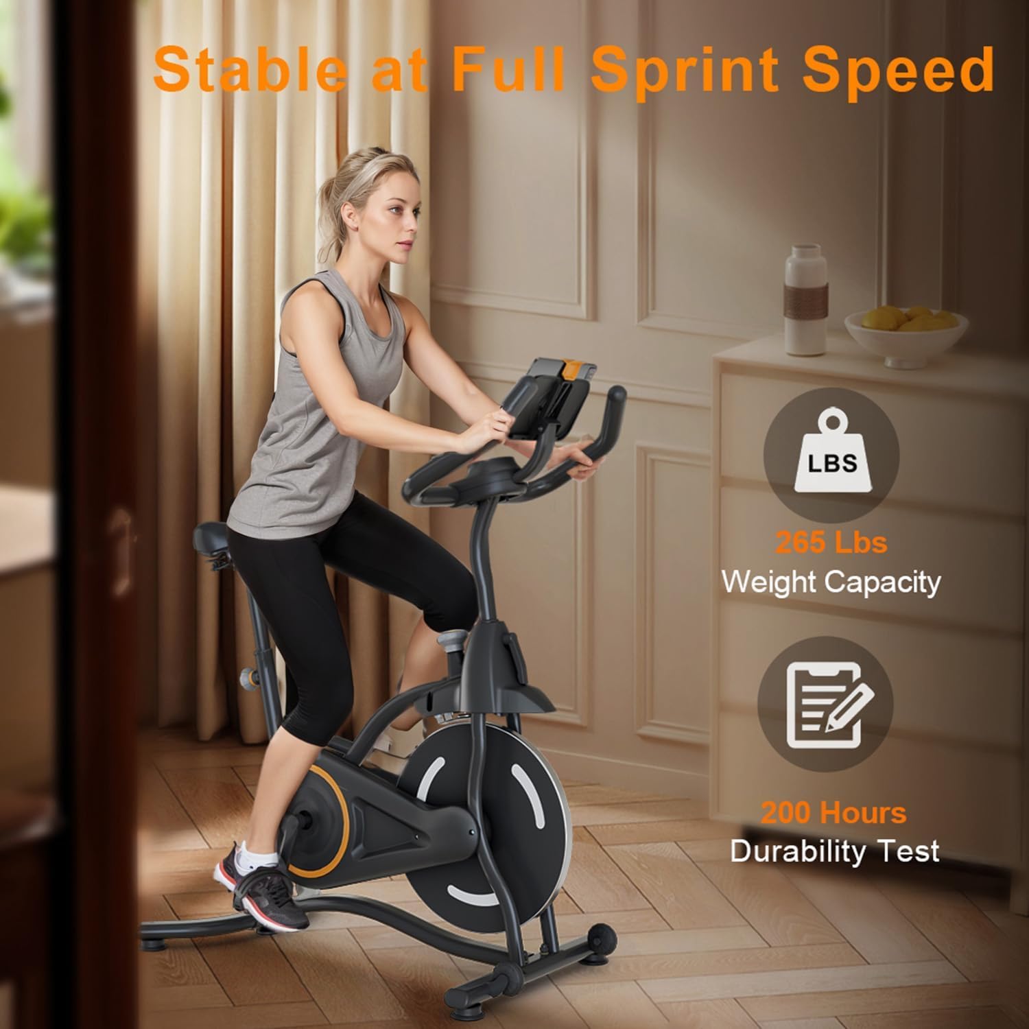 Exercise Bike Stationary Bikes for Home, Adjustable Magnetic Resistance & Comfortable Seat Workout Bike, Quiet Indoor Cycling Bike with Digital Monitor, Phone Holder - Image 4