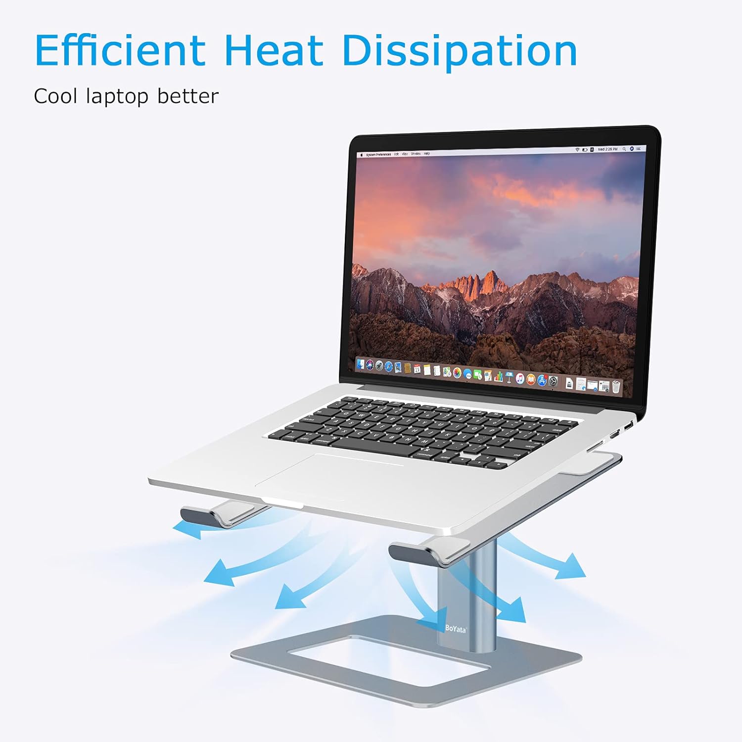 BoYata Laptop Stand, Ergonomic Aluminum Height Adjustable Computer Stand Laptop Holder for Desk, Compatible with MacBook Pro/Air, Dell, Lenovo, HP, Samsung, More Laptops 11-17" - Image 6