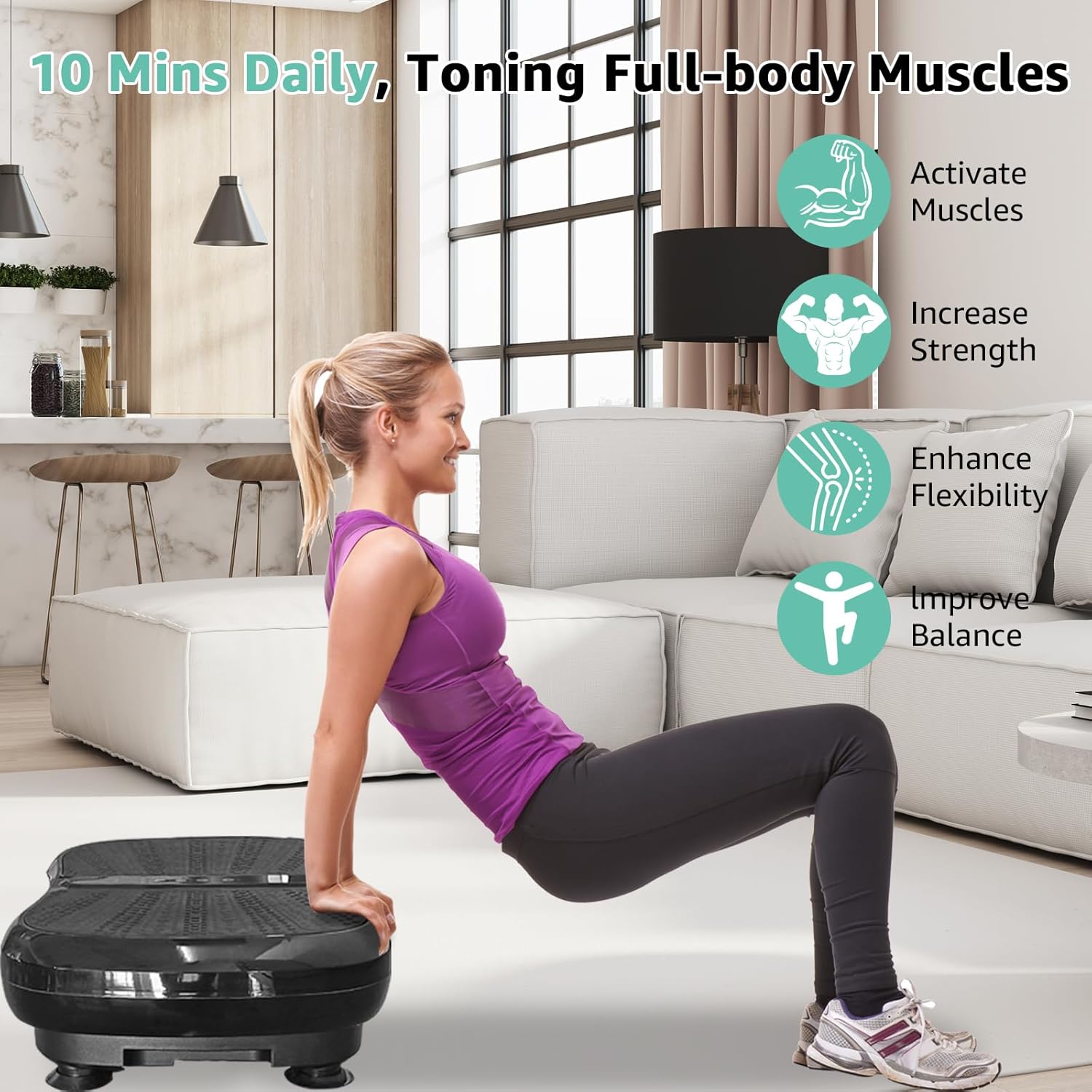 330LBS Vibration Plate Exercise Machine, 99 Levels Vibrating Plates Platform for Weight Loss, Whole Body Waver Shaker, Home Gym Shaping Fitness Workout - Image 4