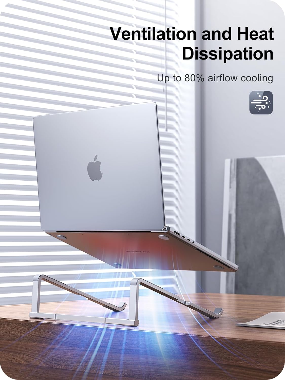 Laptop Stand for Desk, Aluminum Computer Stand for Laptop, Foldable Laptop Riser, Portable Laptop Stand, Compatible for MacBook Pro/Air, Dell, HP, Lenovo, 11'' -15.6'' (Silver) - Image 4