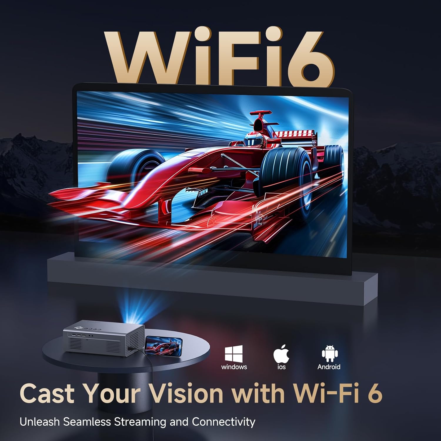 4K Projector with Netflix-Licensed&Dolby Audio, AI Auto Focus&6D Keystone Kogata Smart Projector with Built in Apps Outdoor Movie Proyector with WiFi 6 Bluetooth for Home Theater UPGRADE - Image 8