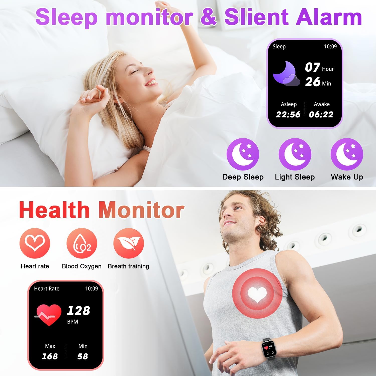 Smart Watch for Men Women Fitness: Make/Answer Call Smart Watches for Men Digital Mens Watches Running Waterproof Smartwatch Android Phones iPhone Samsung Compatible Heart Rate Monitor Step Tracker - Image 4