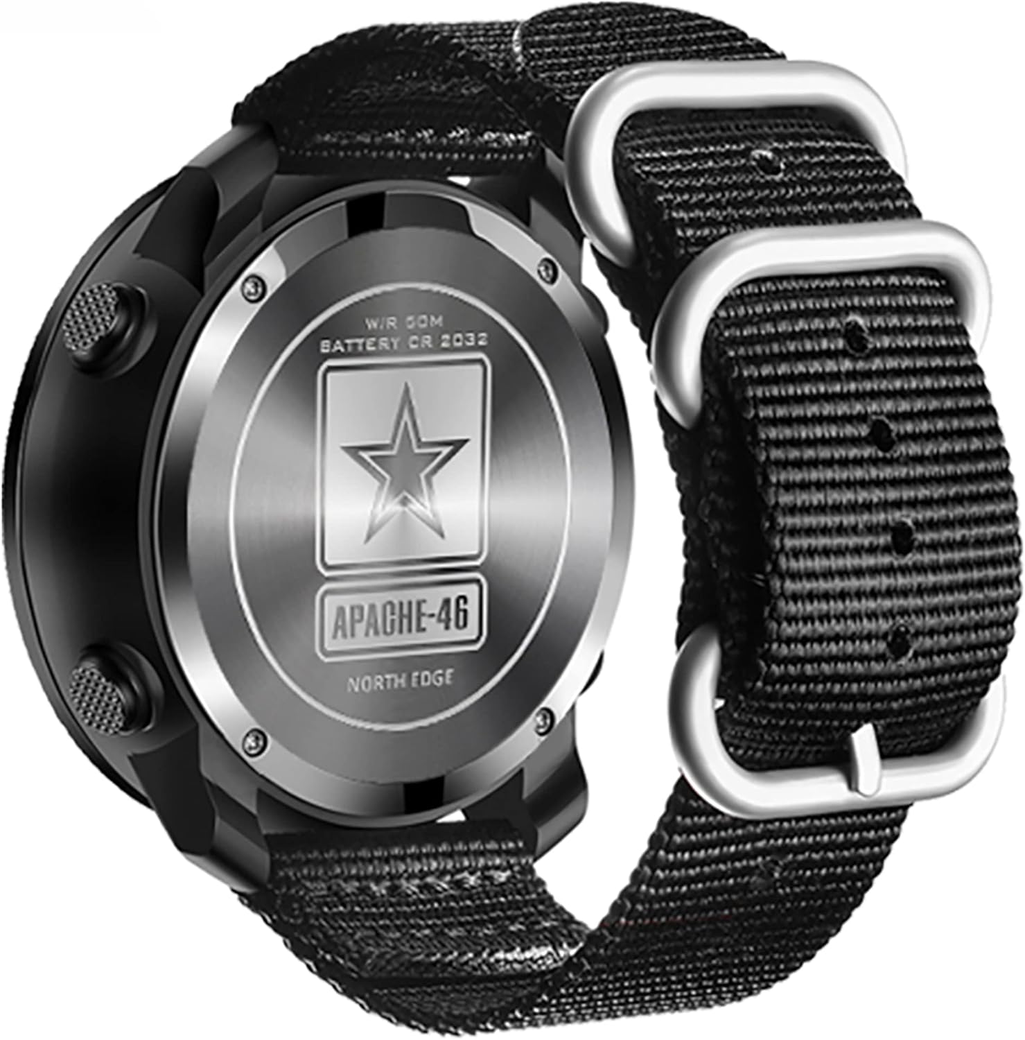 NORTH EDGE Tactical Military Watch - Digital Outdoor Sports Watch for Men, Pedometer, Compass, Calories, Durable Nylon Band, Model: Apache-46 - Image 4