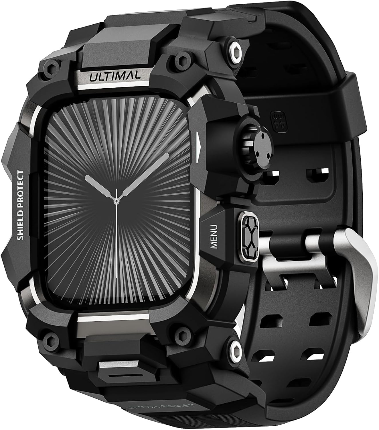ULTIMAL Rugged Case with Band for Apple Watch 46mm,Compatible with Apple Watch Series 10, Military Grade Shockproof Bumper Cover for iWatch Tactical Band Men (46mm,Black) - Image 2