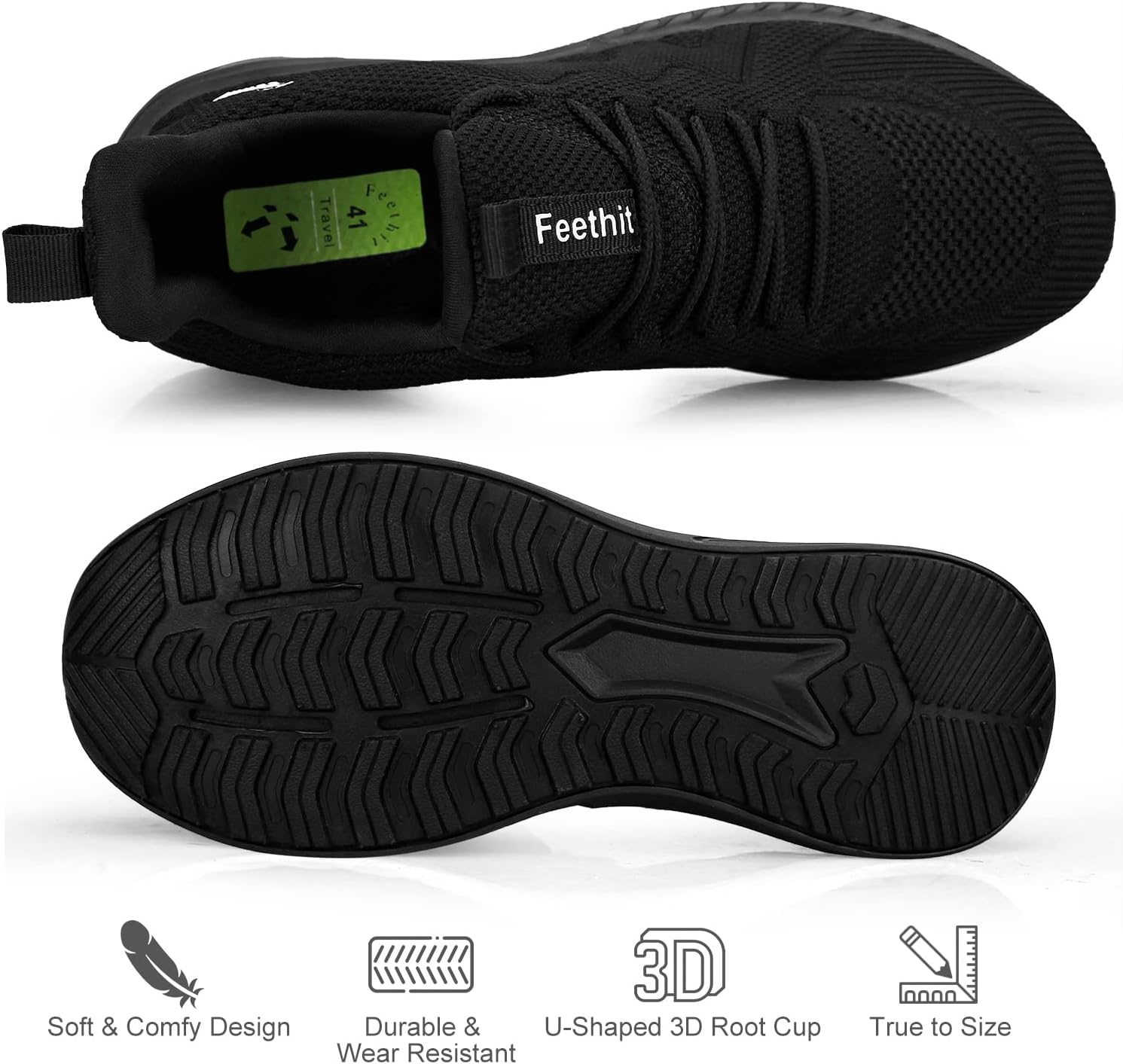 Feethit Mens Non Slip Walking Sneakers Lightweight Breathable Slip on Running Shoes Athletic Gym Tennis Shoes for Men - Image 5