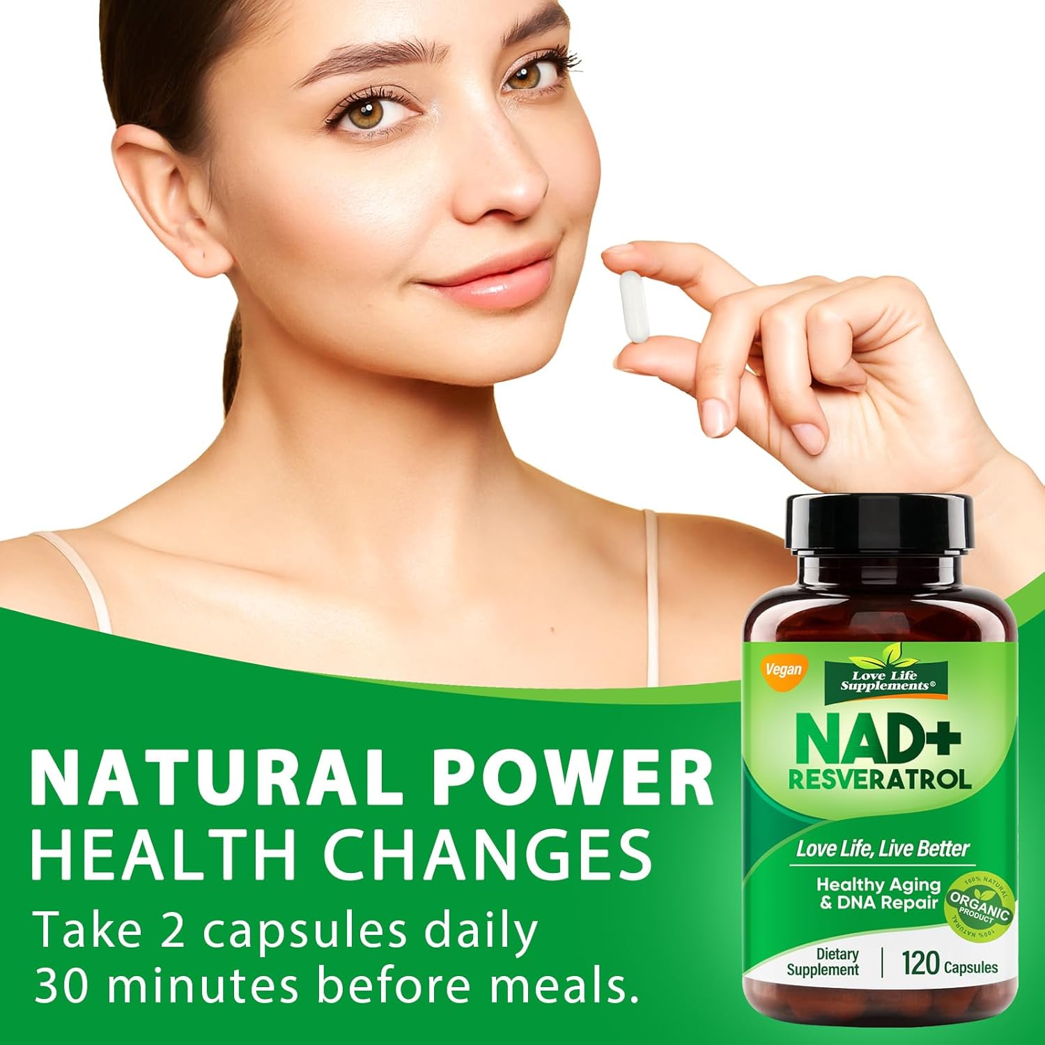 NAD+ Supplement 2000 mg, Energy and NMN Alternative for Aging Defense, True NAD+ & Resveratrol, Healthy Metabolism and Vitality for Men & Women, 120 Capsules - Image 7